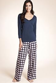 Pure Cotton 3/4 Sleeve Check Pyjamas