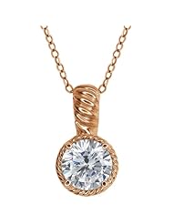 2.00 Ct Round H - I Diamond Rose Gold Plated Sterling Silver Pendant