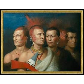 Tableau avec cadre: Charles Bird King, "Young Omahaw, War Eagle, Little Missouri and Pawnees", 71 x 54 - Bois Corum S: Dor�