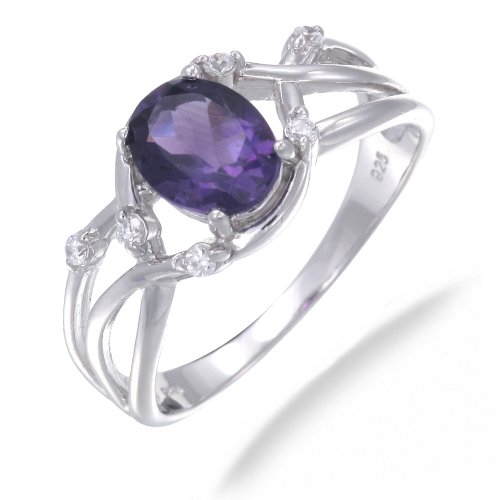 8x6MM 1.20 CT Oval Cut Amethyst Ring In Sterling Silver