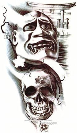 BTArtbox Big Pattern Style 6 inch X 8 inch Skull&Grimace Thriller Body Art Stickers High Quality Removable Easy to Use Waterproof Long Duration Flash Personalized Temporary Tattoo - One Sheet(#7)