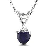 1/2 ctw Heart Shape Created Sapphire & Diamond Accent Pendant in 10k White Gold