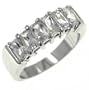 Emerald Cut Sixs Promise Ring - Sterling Silver Cz Engagement Rings