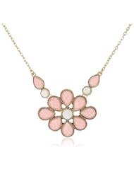 NINE WEST VINTAGE AMERICA "Along The Shore" Worn Gold Tone Rose Flower Pendant Necklace, 18"