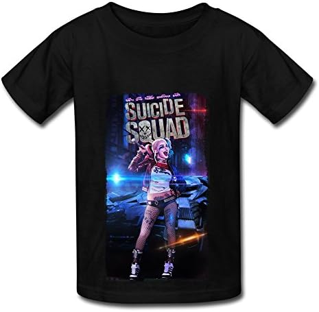 Kids Black Big Boys' Girls' T Shirt Suicide Squad Harley Quinn Poster 2016