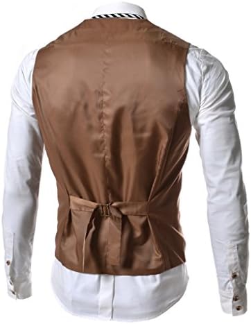 iRachel Mens Sleeveless Chain Point Casual Slim Fit Business Suit Vest Waistcoat