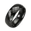 Black Tungsten 8mm Diamond-Shape Faceted Comfort Fit Domed Band Ring