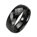 Black Tungsten 8mm Diamond-Shape Faceted Comfort Fit Domed Band Ring