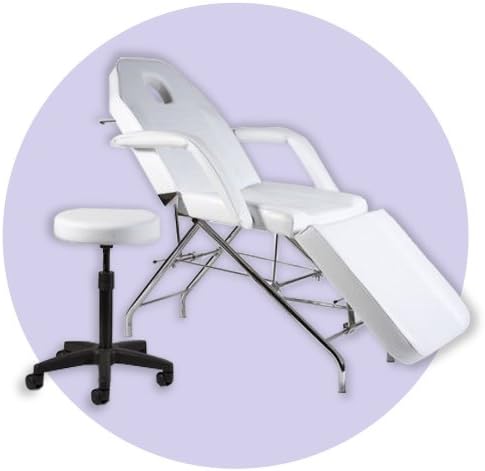 White Facial Bed &amp; Stool Combo (SHIPS FREE FROM SALONSMART!)