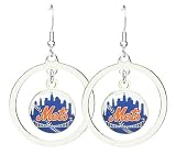 New York Mets   MLB Floating Logo Hoop Earrings