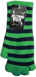 GREEN AND BLACK STRIPED FINGERLESS KNIT GLOVES