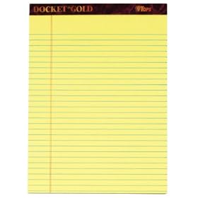 TOPS 63950 Docket Gold Legal Ruled Pad, Letter Size, Canary, 20#, 50 Sheets/Pad, 12/pack