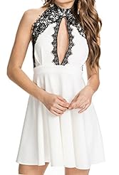 Checkered Print Cocktail Sleeveless Spring Summer Winter Polyester/Spandex Skater Dress/Party Dress 