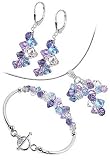 41jFo5hIl7L. SL160  Sterling Silver Lavender Clear Blue Crystal Bracelet Earrings with Jewelry Set Made with Swarovski Elements