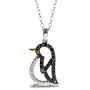 10k "Two-Tone" Black and White Diamond Penguin Pendant (1/4 cttw), 18"