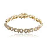 18k Yellow Gold Plated Sterling Silver Diamond-Accent Bracelet, 7.25