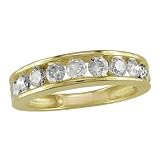 14K Yellow Gold 1 ctw Diamond Semi-Eternity Band