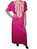 Womens Maxi Caftan Floral Embroidered Pink Long Kaftans Muumuu Dress Medium Size