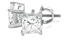 Certified Platinum, Princess-Cut, Diamond 4-Prong Stud Earrings (3/4 cttw, G-H Color, VS2 Clarity)
