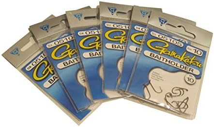 Gamakatsu Baitholder Fishing Hooks #05105, Size 10 - 6 Packs of 10 (60 Hooks Total)