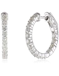 14kt White Gold Diamond Inside and Outside Shared-Prong Hoops, 1.5 Cttw (H-I Color, SI2-I1Clarity)