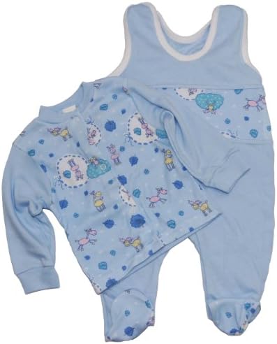 JM Baby Girls Happy Elk Organic Cotton Bodysuit with Top 2Pc Set 6-9MBlue