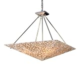 Modern Organics Four Light Chandelier with Bamboo Rings Material Shade in Polished Chrome