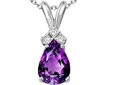 1.41 cttw Genuine Amethyst and Diamond Pendant - 14kt White Gold LIFETIME WARRANTY