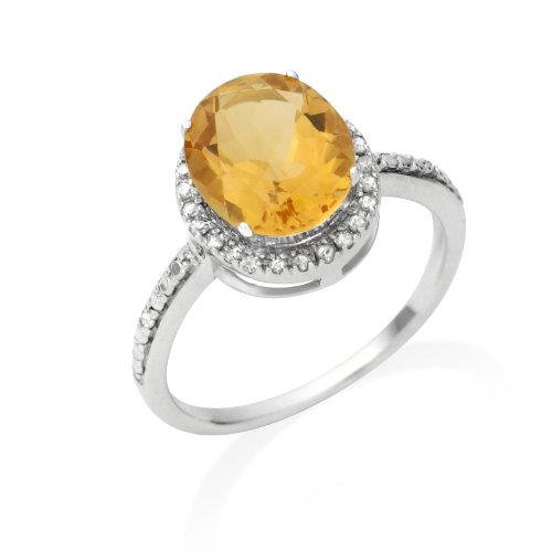 Miore Damen-Ring 375 Wei&szlig;gold ovale Citrin Brillanten Gr. 54 (17.2) JM038R11WO Preisvergleich