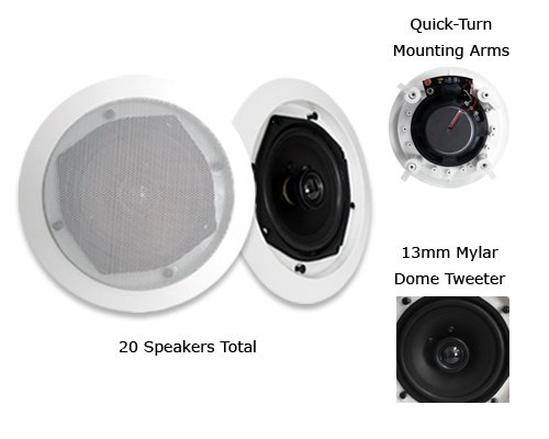 Visonik VR502-20PKG (20) 140 Watt 5.25 In-Wall/Ceiling Home Speakers
