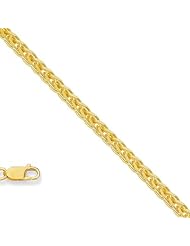 14k Solid Yellow Gold 1.8 mm (5/64 Inch) Square Wheat Chain Necklace 18" w/ Lobster Claw Clasp