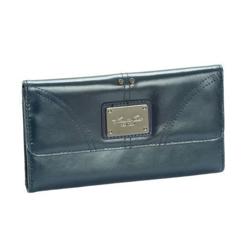 Navy Blue Genuine Leather Kenneth Cole New York Womens Credit Card Clutch Wallet