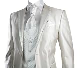 Mens Slim Fit Wedding Party Suit Champagne Gold With Waistcoat & Crovat