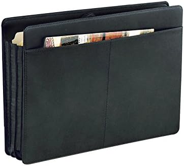 Millennium Leather Accordion File Folder-Standard Size - Black