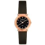 Rose Gold Watch, Skagen Womens Steel Collection Crystal Accented Rose Gold-Tone Brown Leather Watch