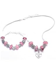 Sister Charm Bracelet and Necklace Gift Set Girls Pandora Style