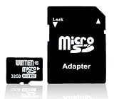 Winten 32GO Micro SD SDHC carte 32GO Classe 10, avec adaptateur SD, Garantie à vie!