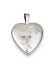 Sterling Silver 16mm D/C Double Hearts Heart Locket. Metal Wt- 2.4g