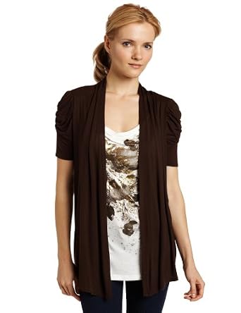 美国女装代购女士T恤Agb Women's Short Sleeve 2Fer Cozie With Screen Print Drape Inset