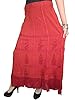 Boho Long Maxi Skirt Orange Red Embroidered Rayon Flared Skirts