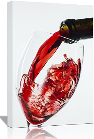 Eden Art 12x16 Inches One Panel Stretched and Framed Red Wine Glass Pictures Walls Paintings Artwork, HD Modern High Giclee Wall Art Painting for Home Kitcheh Decorations Decor, Ready to Hang