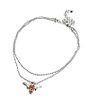Fashion Ankle Bracelet ; 8.5L; Silver Metal with Orange Rhinestones; Longhorn charm; Lobster Clasp Closure