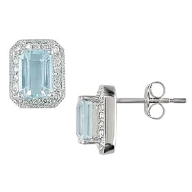 10K White Gold 1 5 ctw Diamond and Sky Blue Topaz Earrings H-I,I1-I2 by Amour