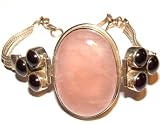 Rose Quartz and Garnet Sterling Silver Bracelet