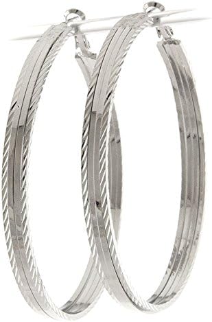 VICTORIA KORS TIMELESS MIXED TEXTURE FLAT HOOP EARRING (Silver)