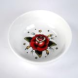 ROSE Tattoo Art porcelain SOUP BOWLS Set of 4 NEW
