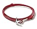 VIRGINSTONE Silver Plating Anchor on Colorful Genuine Cowhide Leather Nautical Bracelet