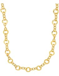 14K Yellow Gold Polished and Dual Textured Round Link Necklace