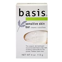 basis Sensitive Skin Bar, Cleans + Soothes, 4-Ounce Bars