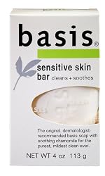 basis Sensitive Skin Bar, Cleans + Soothes, 4-Ounce Bars (Pack of 6)
